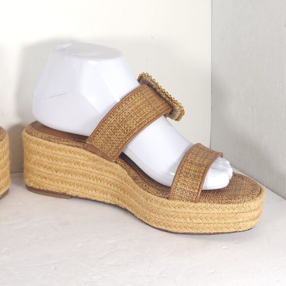 Sam Edelman Women's Chase US 7,5 Eggshell Raffia Espadrille Wedge Sandals - Picture 8 of 15